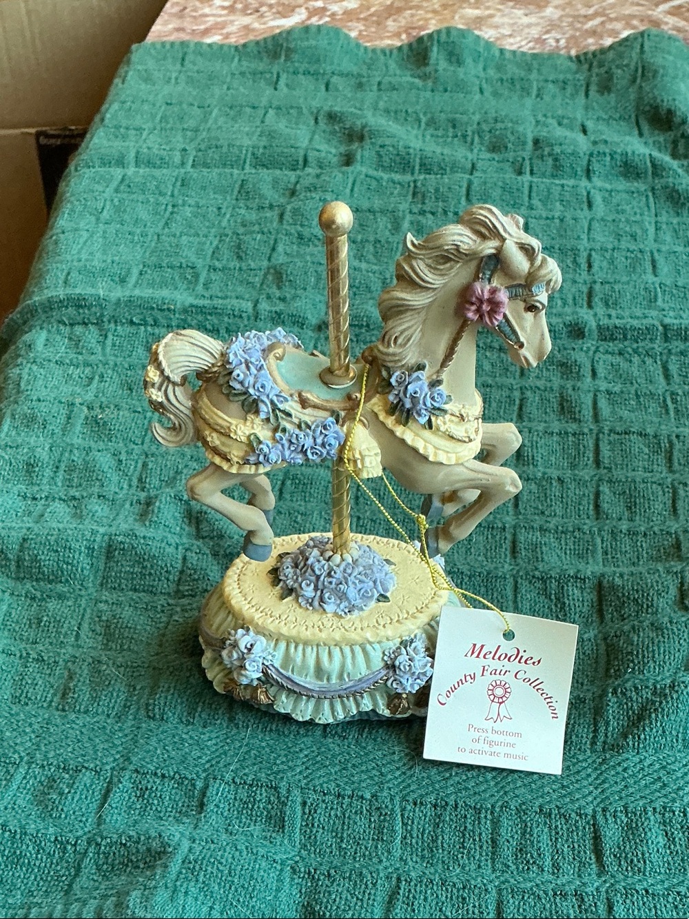 Melodies Carousel Horse Figurine with Blue Floral Accents